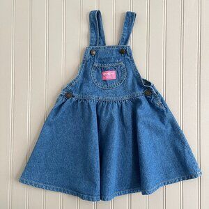 OshKosh B'Gosh Toddler Girls Denim Overall Skirt Jumper Size 3T Vintage